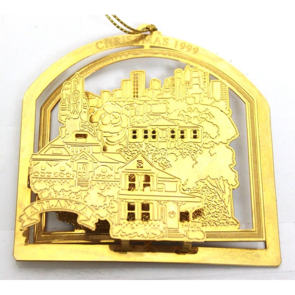 Christmas 1999 Atlanta Georgia Gold Brass Ornament Landmarks Fox Garden Capitol